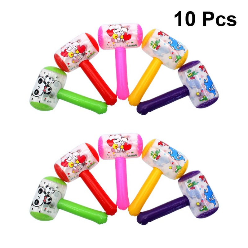 NUOBESTY 10pcs Squeaky Inflatable Cartoon Hammer with Sound Bell Clown Handle Funny Toys for Toddler Kids (Random Color) - Image 4